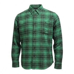 Woolrich Plaid Flannel Shirt Men's Medium Green Black Long Sleeve Button Up